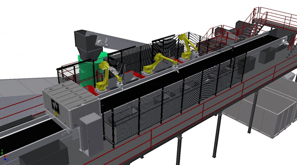 A schematic showing the Waste Robotics (WAR) system for handling C&D materials.