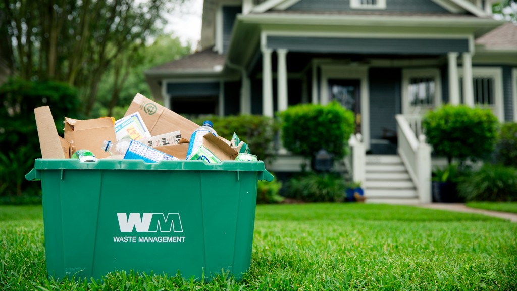 WM recycling bin at the curb in front of house