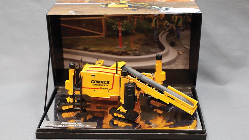 GOMACO makes diecast debut with slipform paver and curb and gutter machine