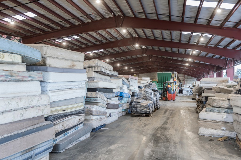 Inside Pacific Mattress Recycling in B.C. 
Photo by Carsten Arnold.