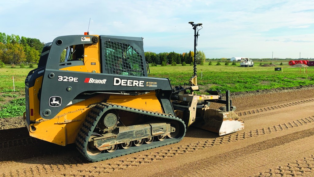 Jonhn Deere and Topcon compact track loader