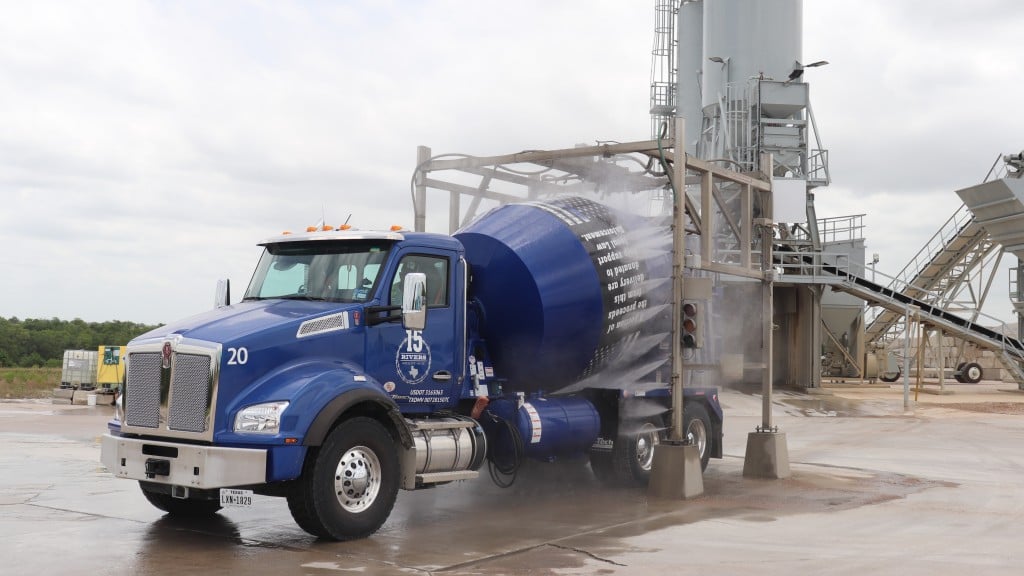 concrete mixer getting hosed down