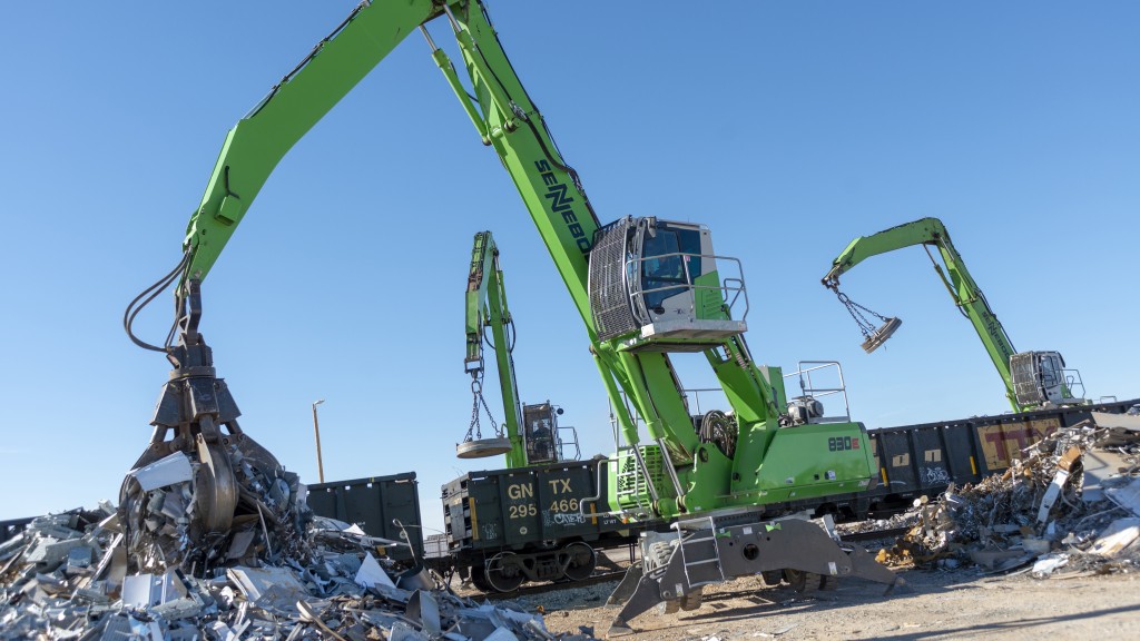 group of sennebogen scrap handlers in action