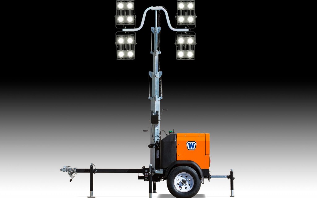 Wanco light tower with compact footprint for 18-unit capacity on a truck