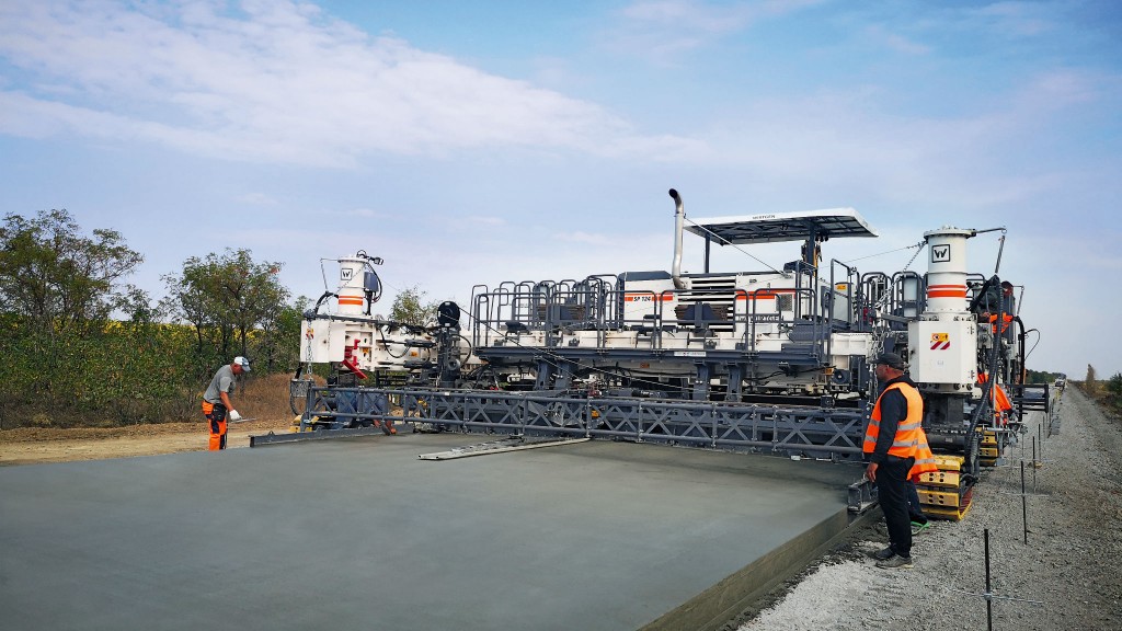 A Wirtgen slipform paver