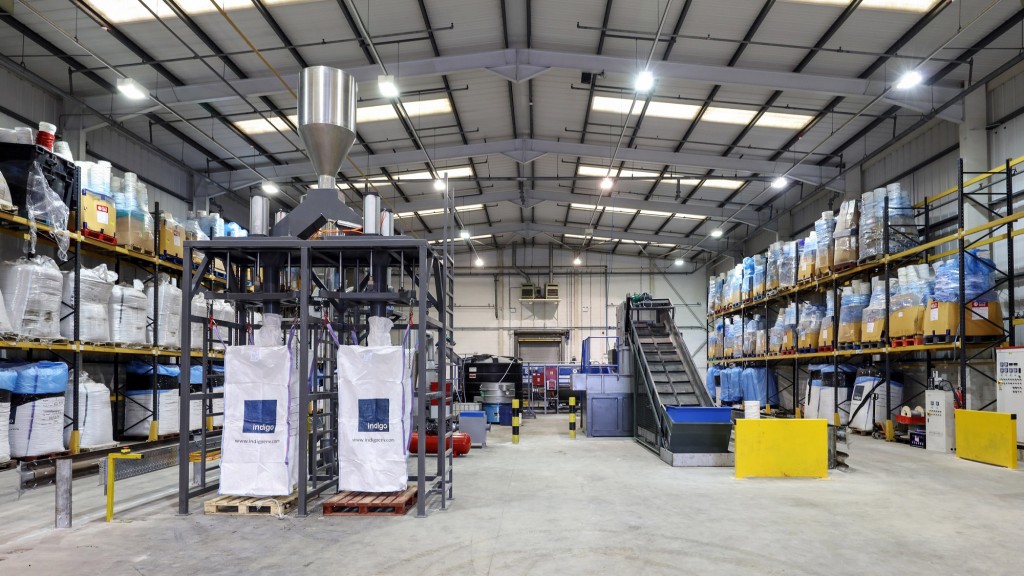 a recycling system in a warehouse