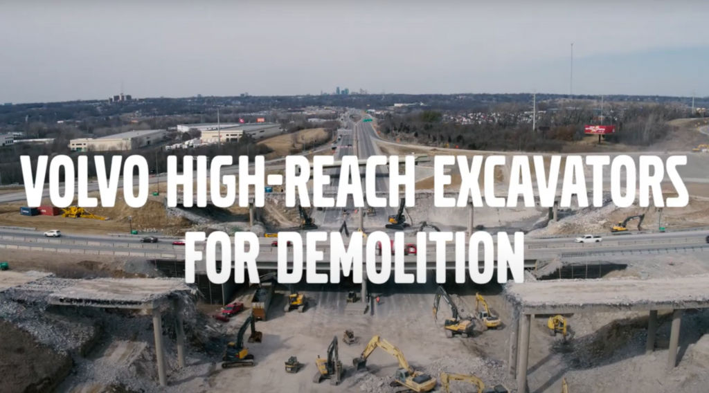 Watch two Volvo demolition excavators tear down four bridges in one weekend