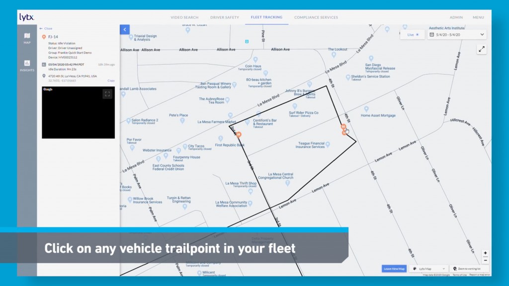 Lytxr fleet tracking solution that  enables real-time, location-based video search