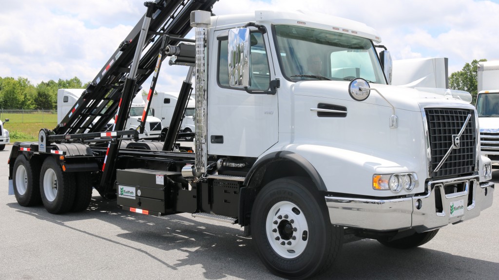 Galfab roll off body on Volvo VHD passenger side vehicle