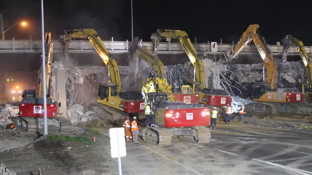 Watch Priestly Demolition take down the Brock Street Bridge over the 401