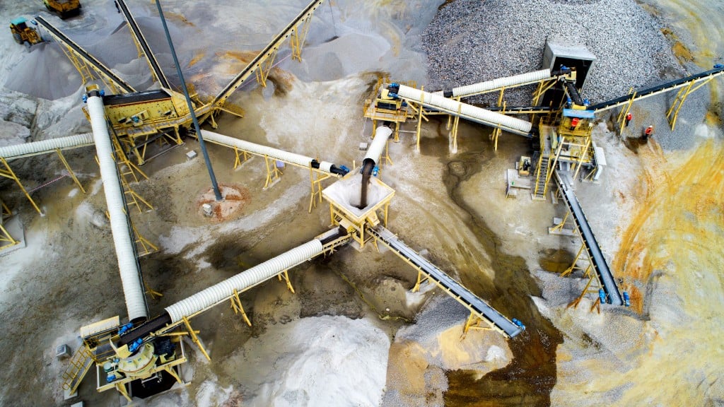 Aerial view of an aggregates operation