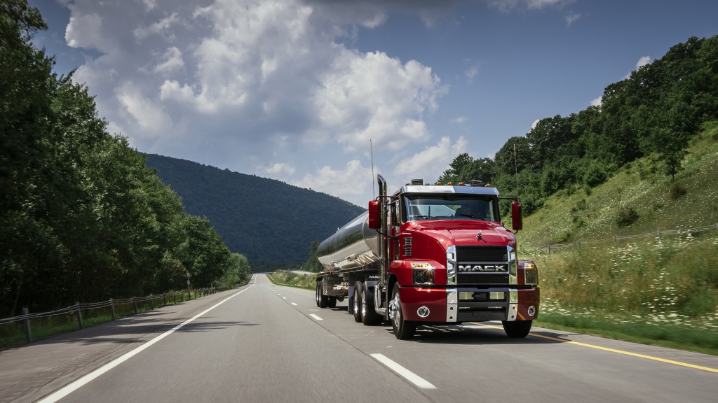 Mack truck vocational truck on the road