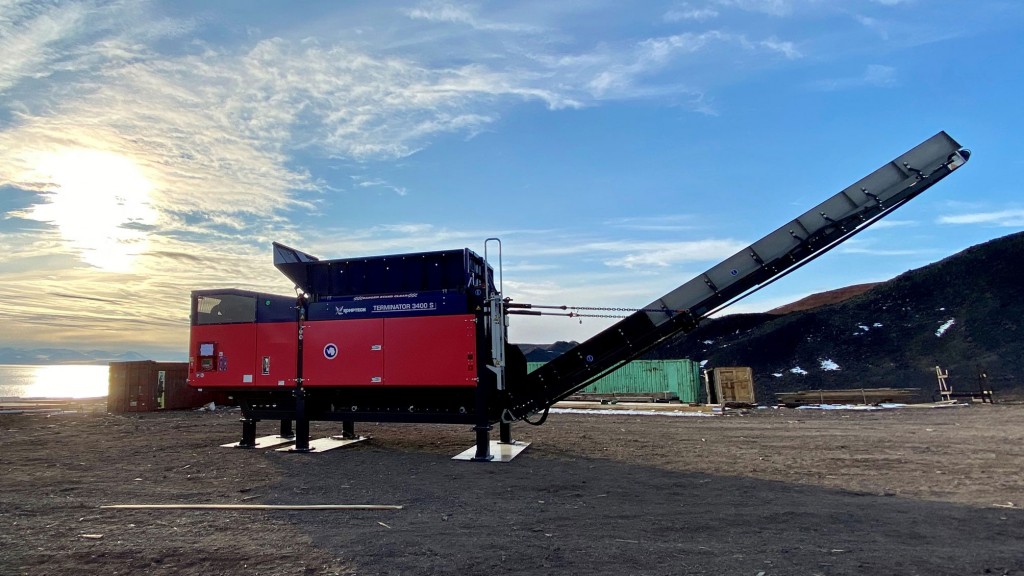 Komptech Terminator shredder in Antarctica