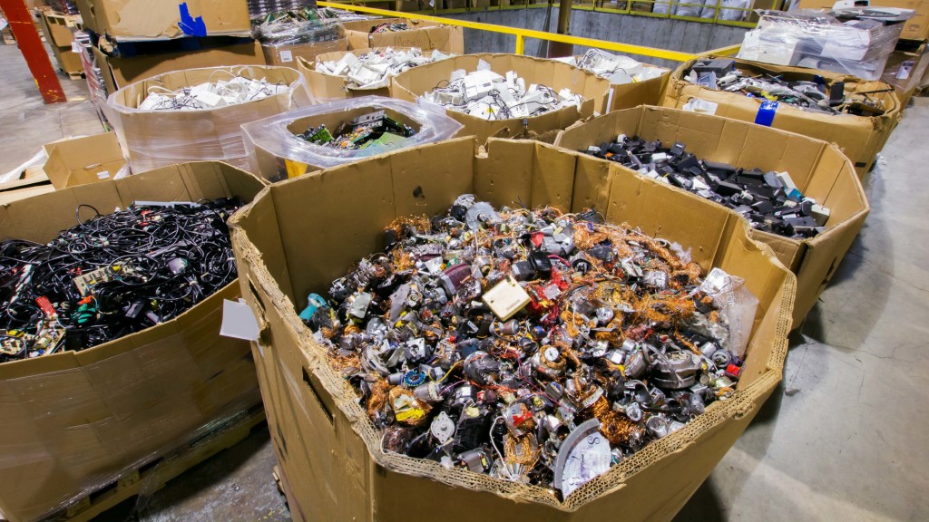 e-waste in bin at plant