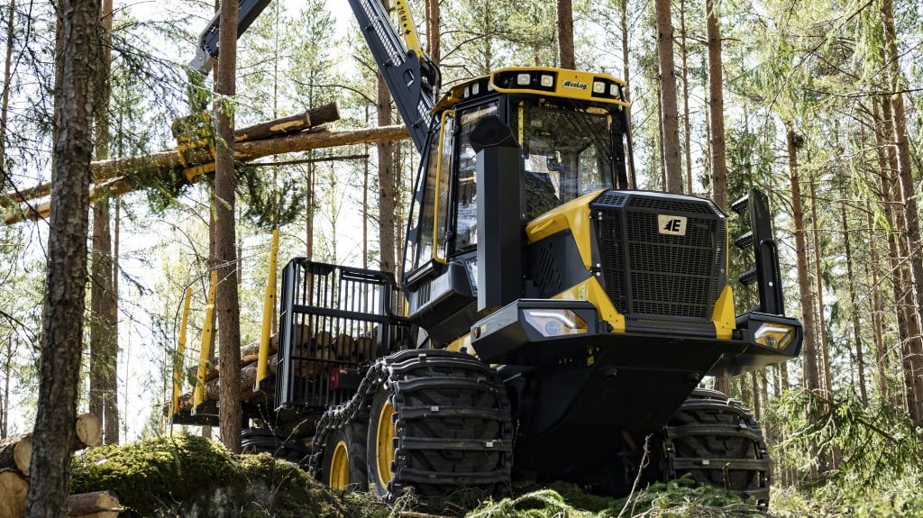 Ecolog forestry harvester doing work in a forest