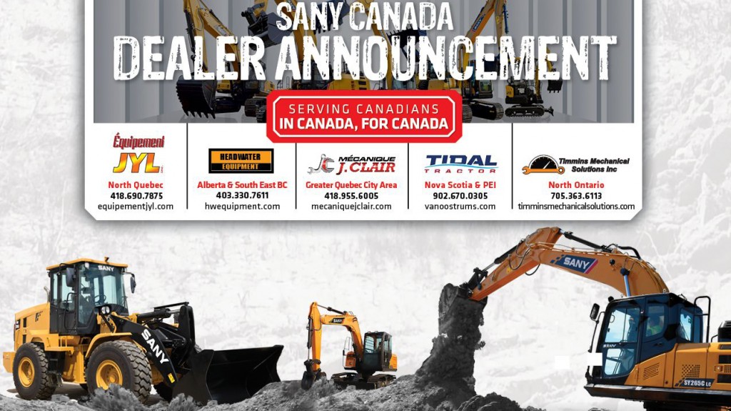 SANY Canada appoints five new authorized dealers across Canada