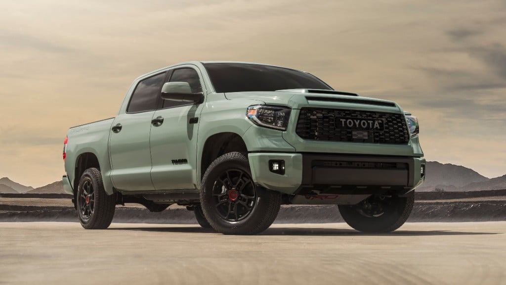 The 2021 Toyota Tundra TRD Sport in Lunar Rock.