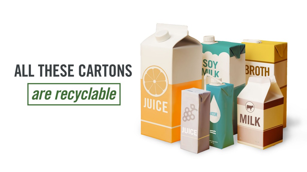 series of different kind cartons products