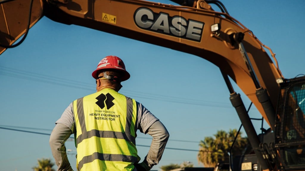 Team Rubicon instructor oversees worksite with Case machine