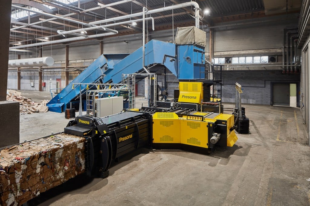 Turbocharged Presona baler allows recyclers to replace two machines with one