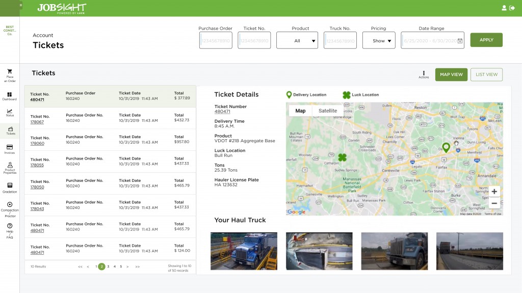 JobSight tracking device screenshot