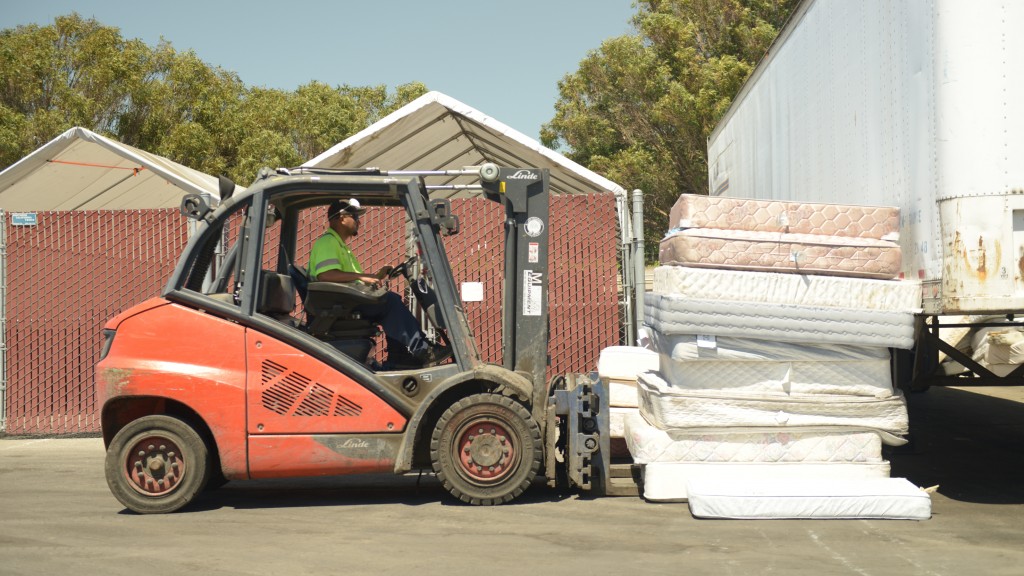 worker loading mattresses onto a truck