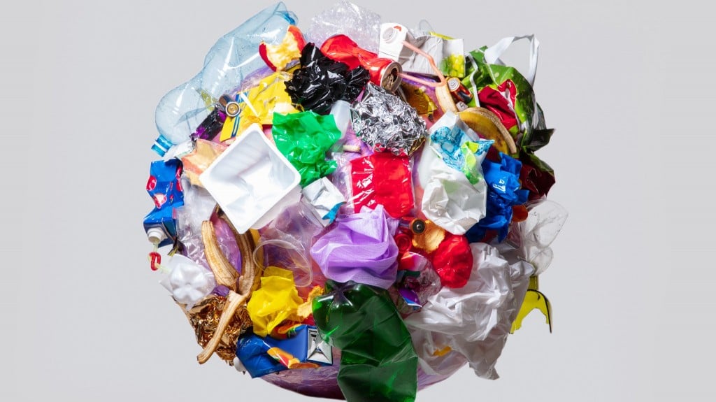 bundle of a variety of recyclable material