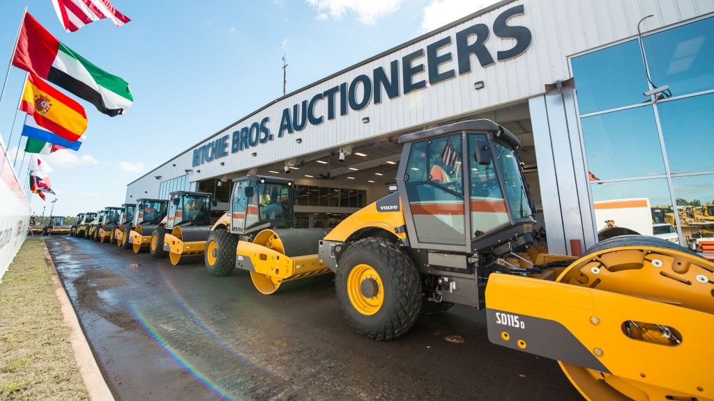 Ritchie Bros auction facility with machines out front