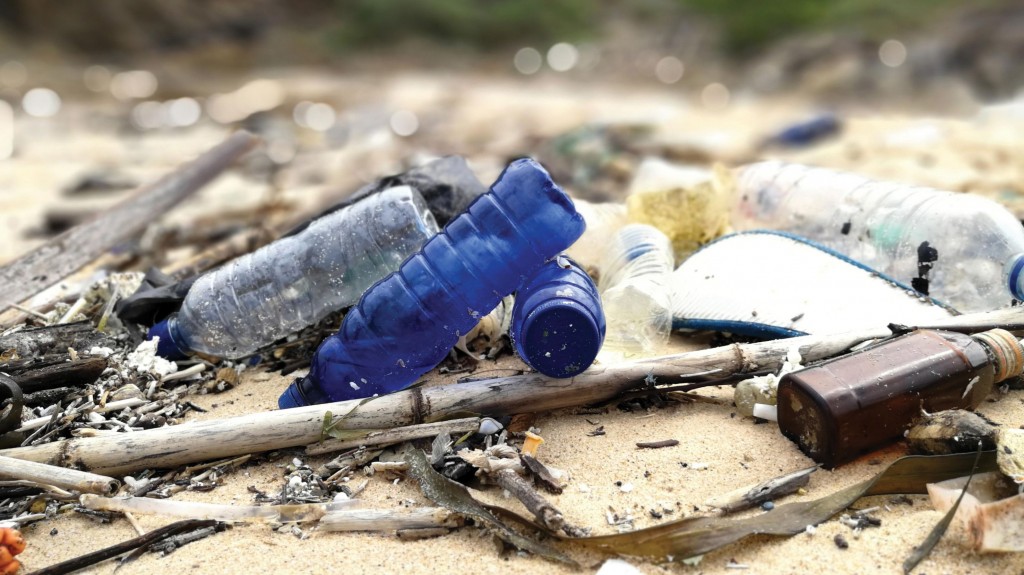 collection of plastic material on a beach