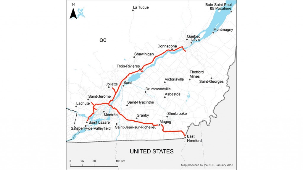 Trans-Québec & Maritimes Pipeline (TQM) map