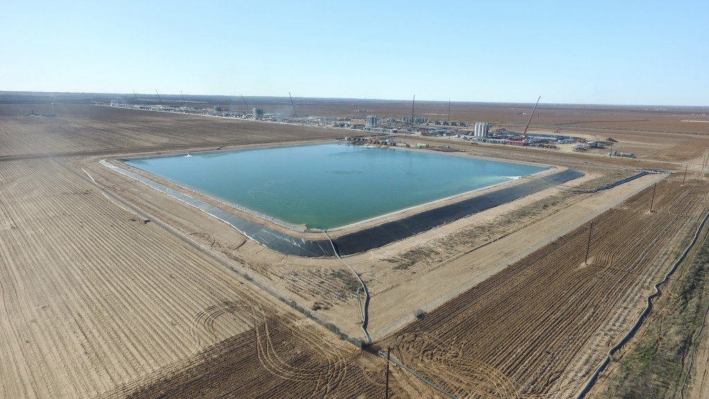 containment pond at fracking site containment pond at fracking site