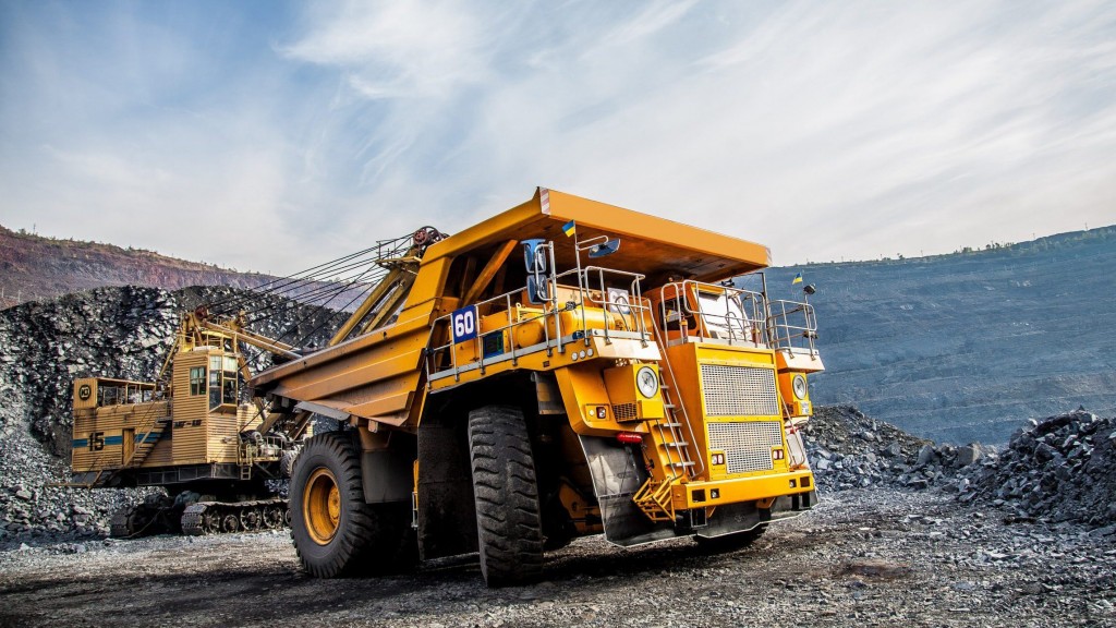 mining truck at work in an open-pit mine