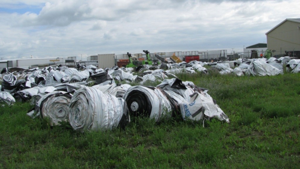 cleanfarms grain bag collection at a farm