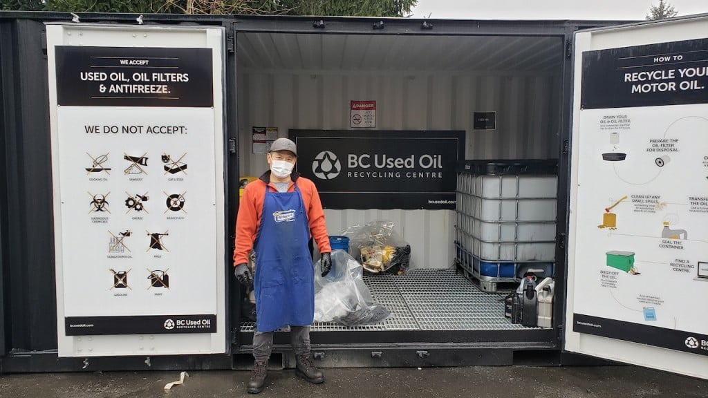 Sung Kim at the Aldergrove used oil recycling center