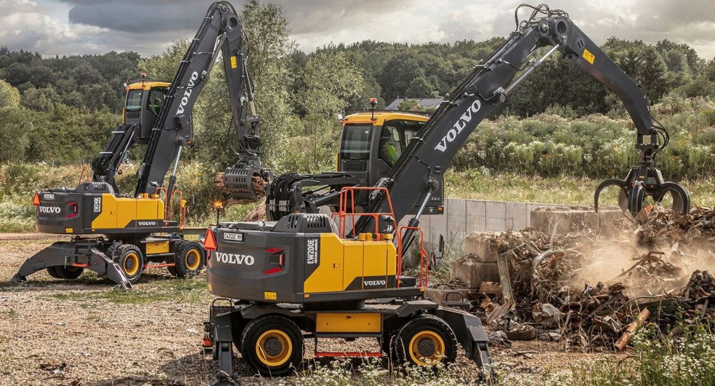 two Volvo CE material handlers