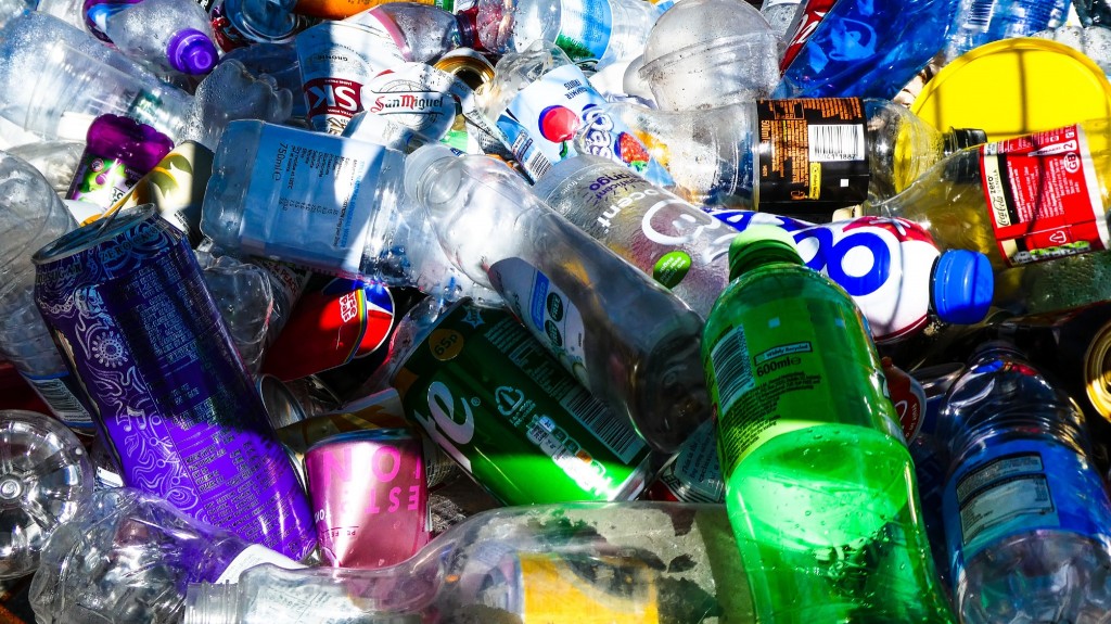 an array of plastic bottles