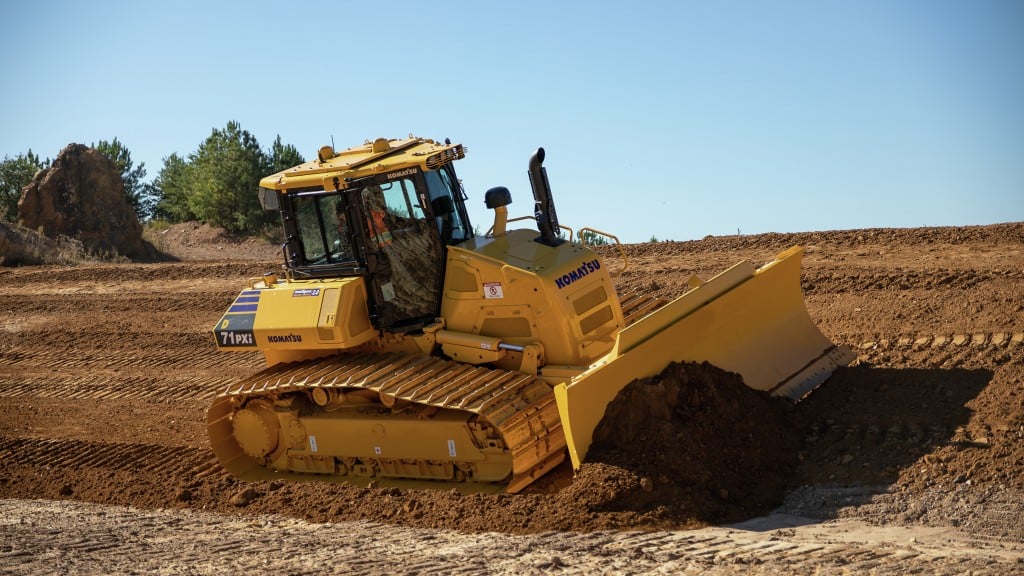 new D71-24 crawler dozer from komatsu pushing earth