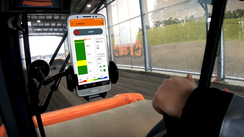 The HAMM SmartDoc app on a tablet inside of a vehicle