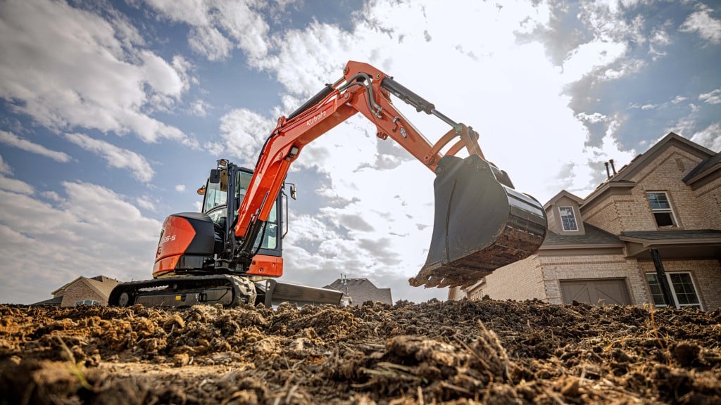 Kubota U55-5 Compact Excavator  on a worksite