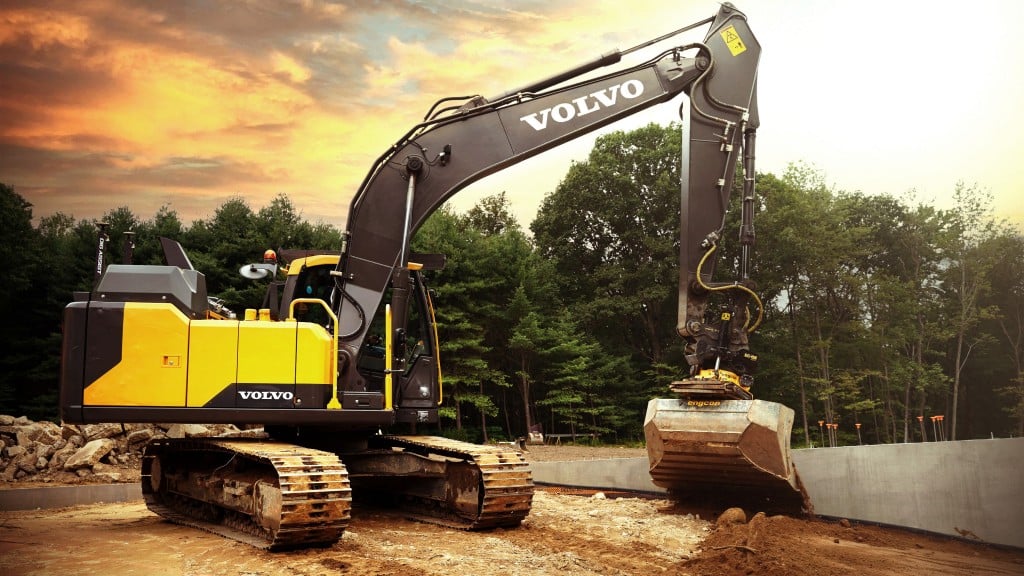 volvo excavator with dig assist on a worksite