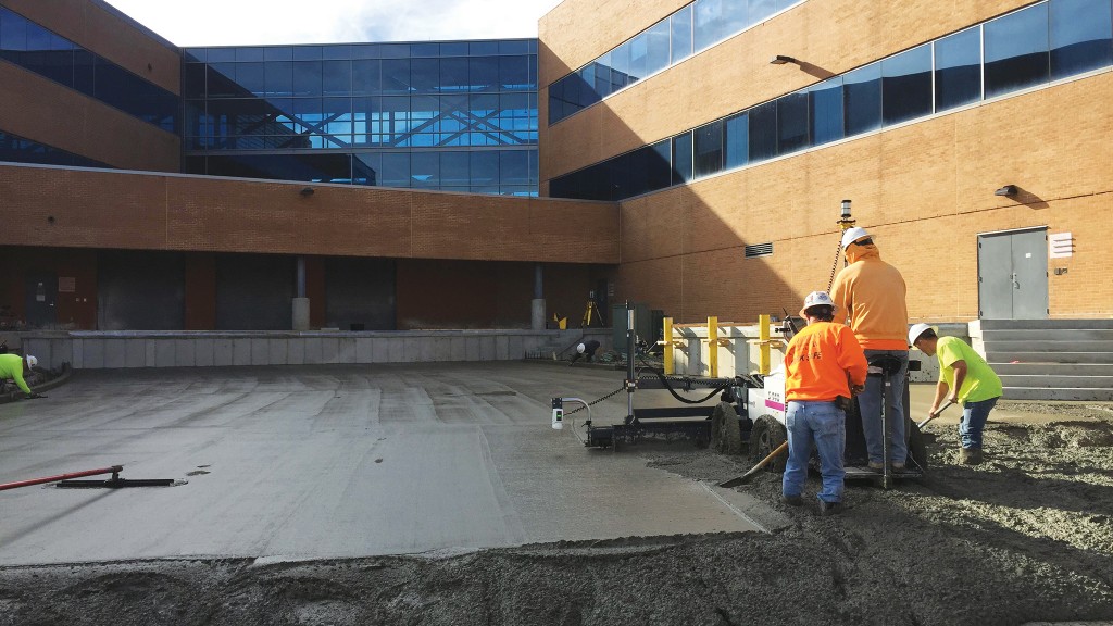 Large slabs can be paved to closer tolerances with screeds like Somero’s S-640 working with total stations.