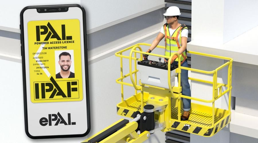 IPAF ePAL ID tag with a man on powered access platform