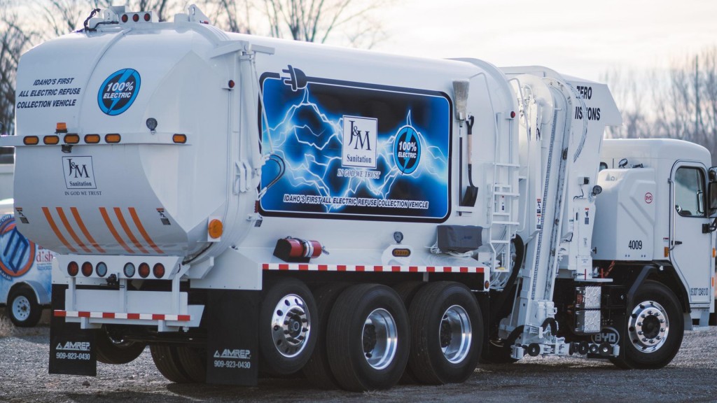 J&M Sanitation's BYD electric refuse trucks