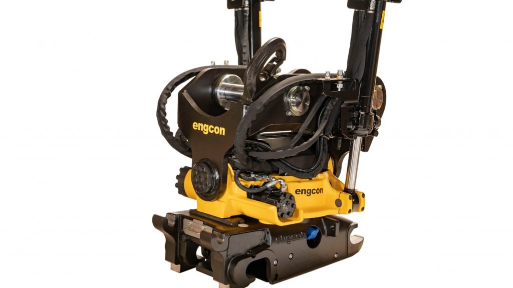 Engcon's tiltrotator for large excavators features upgraded lifting hook