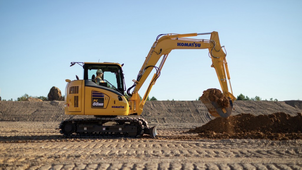 Komatsu PC88MR-11 excavator on a worksite