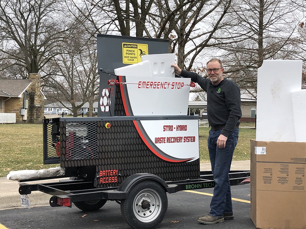 Styro-Hybrid densifier from Brohn Tech built for cost-effective, mobile EPS recycling