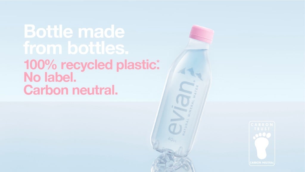 Danone's evian launches label-free fully recycled water bottles in Singapore