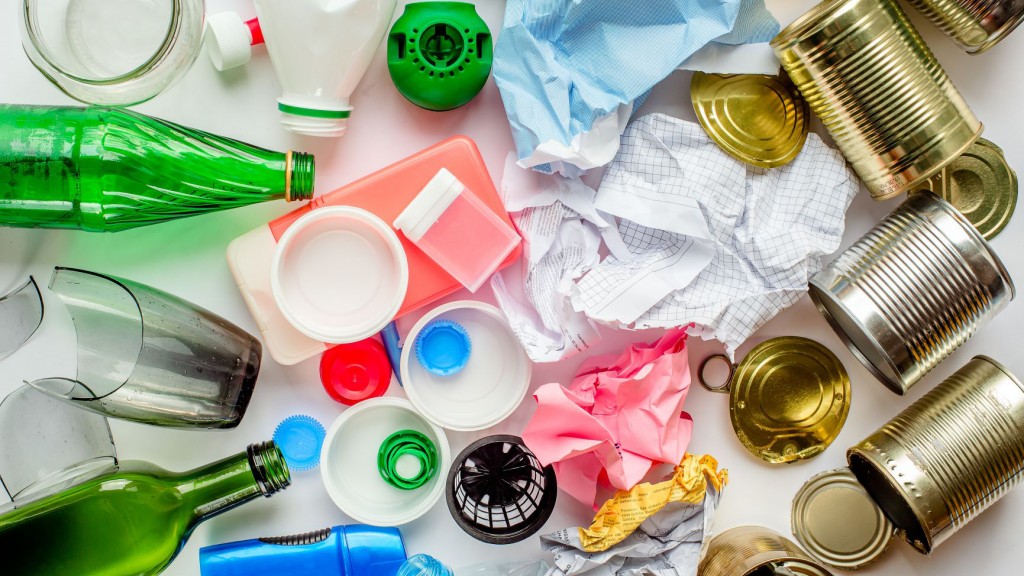 an array of containers, plastic and metal