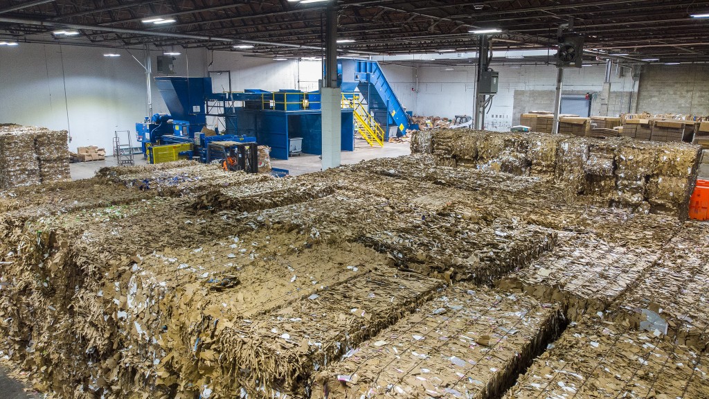 bales of recycling material in a warehouse