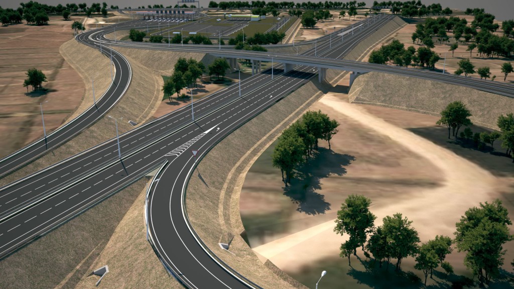 interweaving highways in a desert landscape